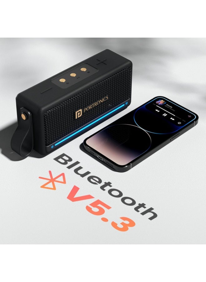 بورترونيكس Portronics Harmony Mini 25W HD Premium Portable Bluetooth Speaker with Subwoofer, EQ Adjustment, 6 Hours Playtime, in-Built Mic,TWS Mode,RGB Lights, Bluetooth V5.3, Type C Fast Charging(Black) - Image 5